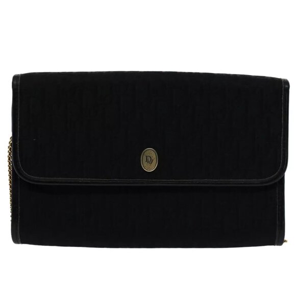 Christian Dior Trotter Canvas Chain Shoulder Bag Black - Picture 1 of 11